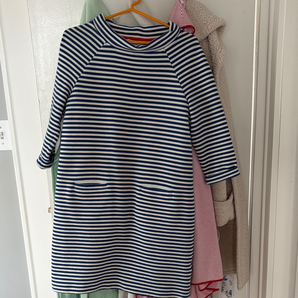 Boden Navy and White Striped Women's Knit Dress